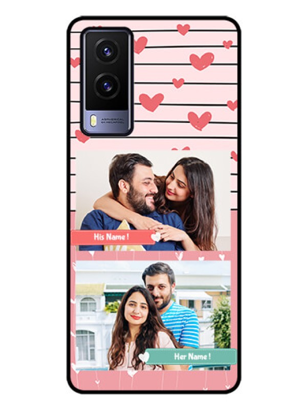 Custom Vivo V21E 5G Custom Glass Mobile Case - Photo with Heart Design