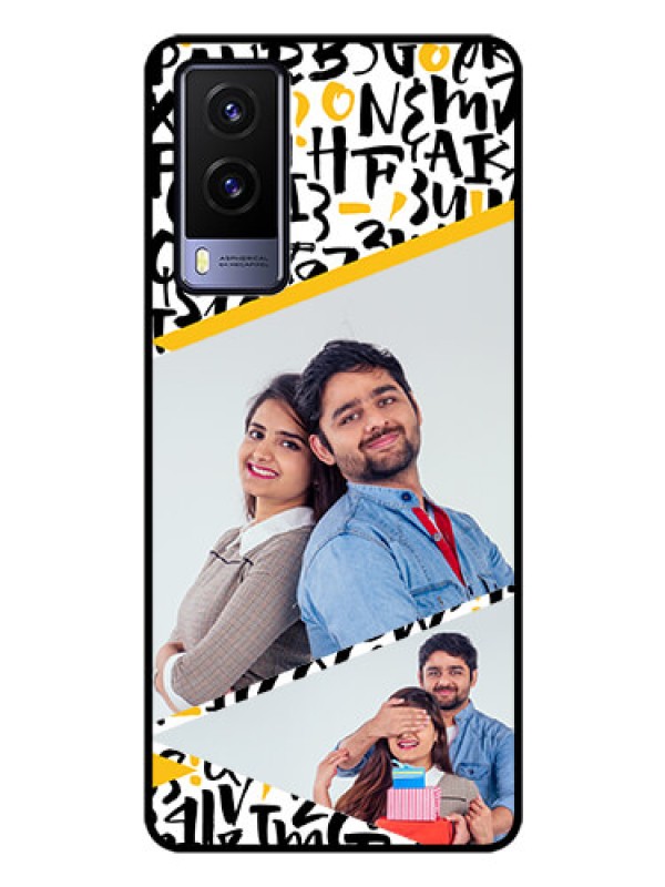 Custom Vivo V21E 5G Custom Glass Mobile Case - Letters Pattern Design