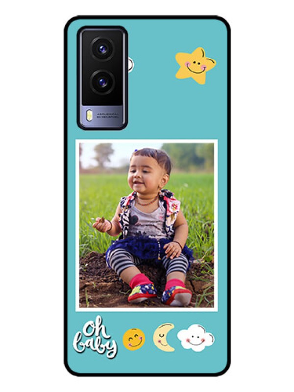 Custom Vivo V21E 5G Personalized Glass Phone Case - Smiley Kids Stars Design