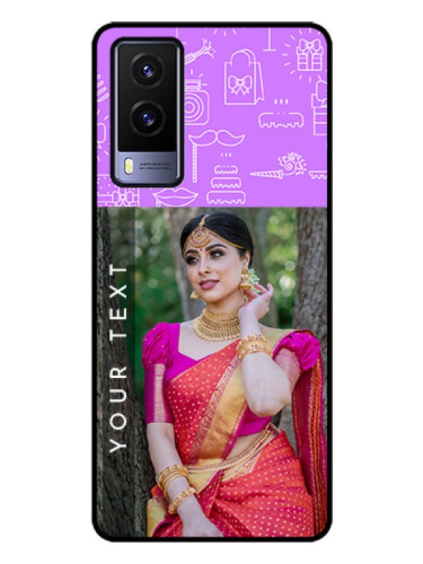 Custom Vivo V21E 5G Custom Glass Mobile Case - Birthday Icons Design