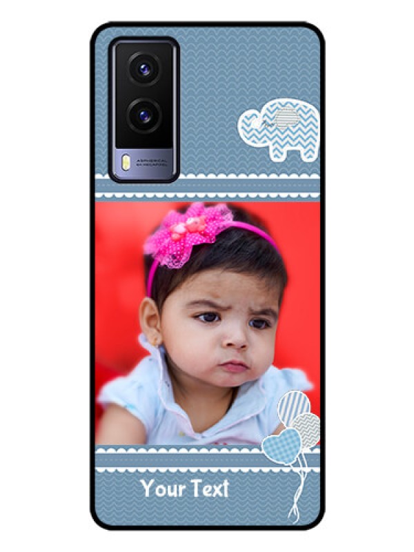 Custom Vivo V21E 5G Photo Printing on Glass Case - with Kids Pattern Design