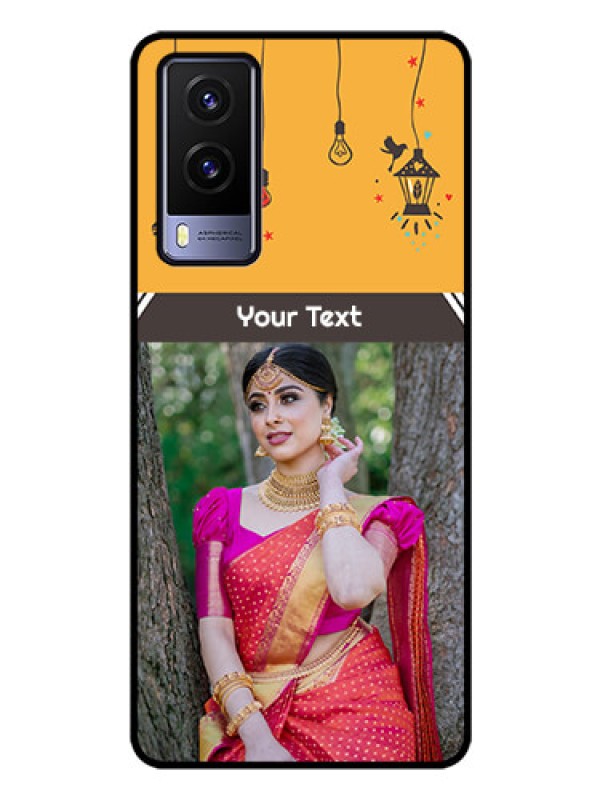 Custom Vivo V21E 5G Custom Glass Mobile Case - with Family Picture and Icons