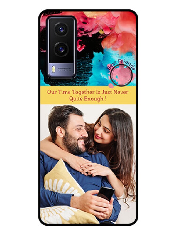 Custom Vivo V21E 5G Custom Glass Mobile Case - Quote with Acrylic Painting Design