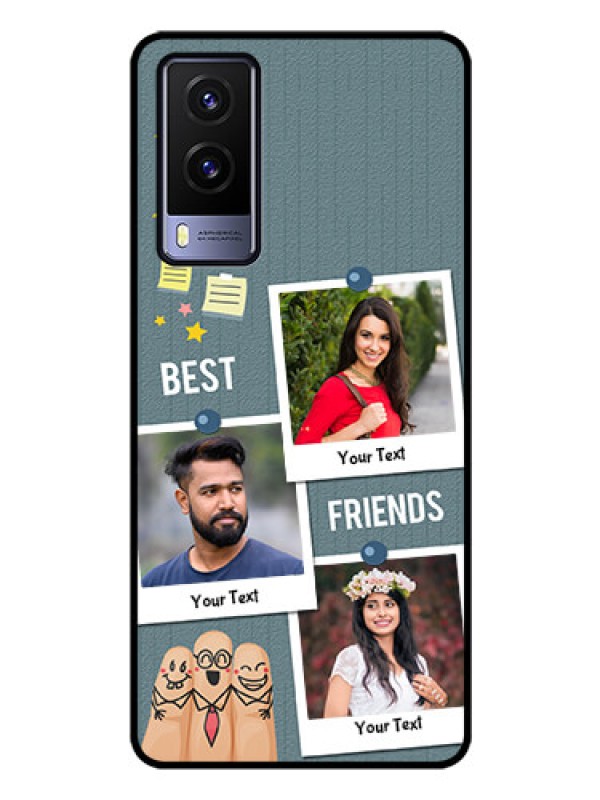 Custom Vivo V21E 5G Personalized Glass Phone Case - Sticky Frames and Friendship Design