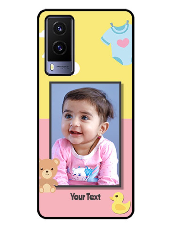 Custom Vivo V21E 5G Photo Printing on Glass Case - Kids 2 Color Design