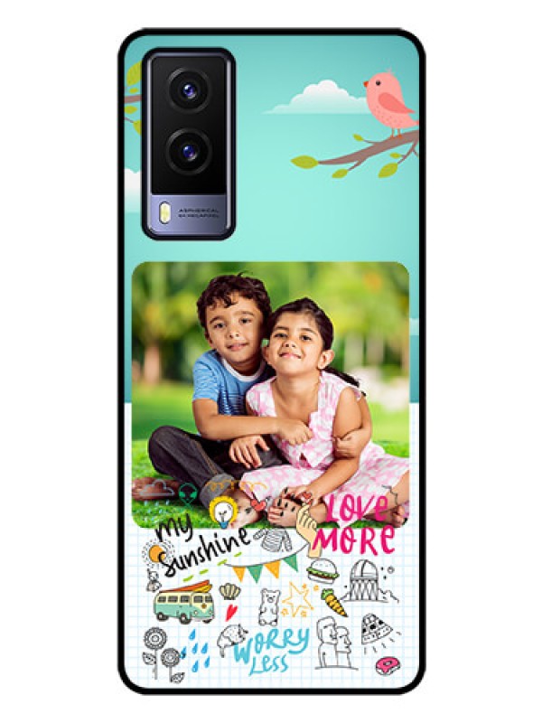 Custom Vivo V21E 5G Photo Printing on Glass Case - Doodle love Design
