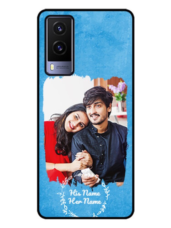 Custom Vivo V21E 5G Custom Glass Phone Case - Blue Color Vintage Design