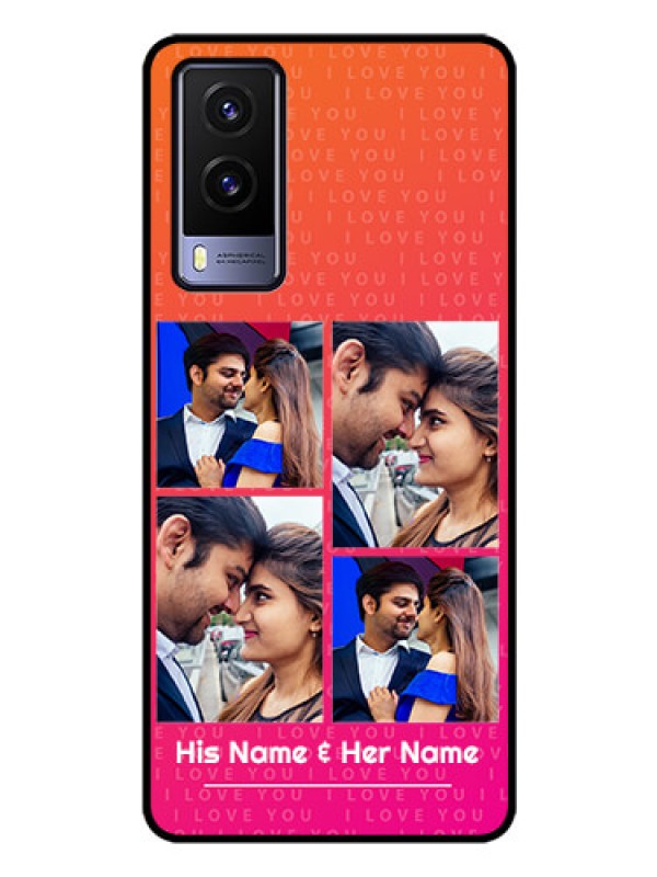 Custom Vivo V21E 5G Custom Glass Phone Case - I Love You Pink Design