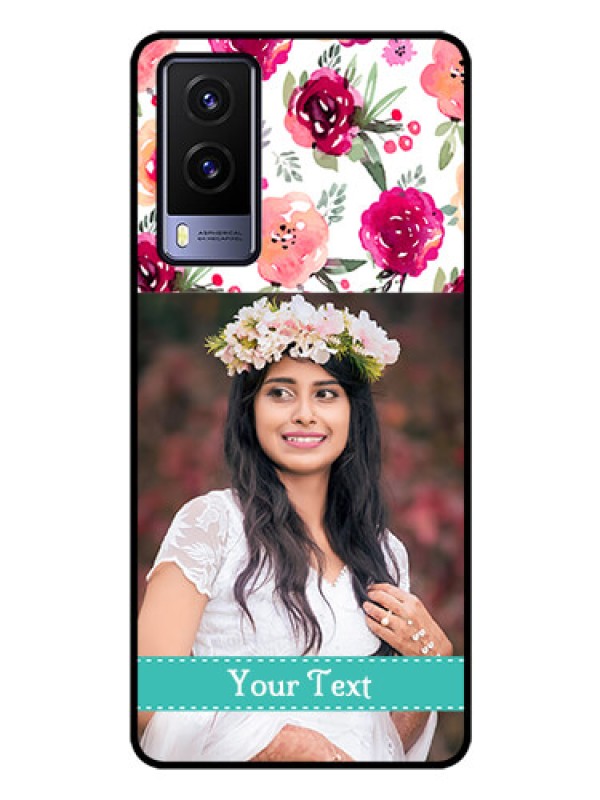 Custom Vivo V21E 5G Custom Glass Phone Case - Watercolor Floral Design