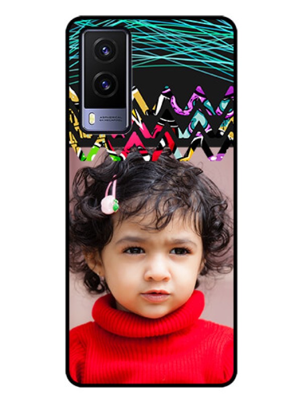Custom Vivo V21E 5G Personalized Glass Phone Case - Neon Abstract Design