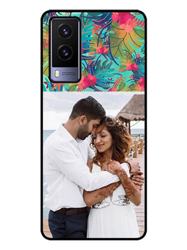 Custom Vivo V21E 5G Photo Printing on Glass Case - Watercolor Floral Design