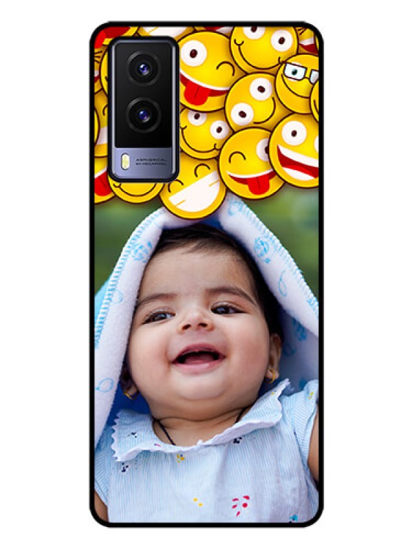 Custom Vivo V21E 5G Custom Glass Mobile Case - with Smiley Emoji Design