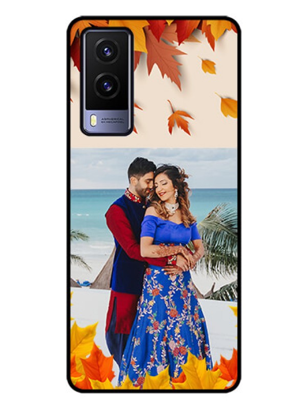 Custom Vivo V21E 5G Photo Printing on Glass Case - Autumn Maple Leaves Design