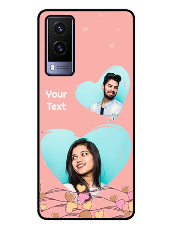 Custom Vivo V21E 5G Custom Glass Mobile Case - Love Doodle Design