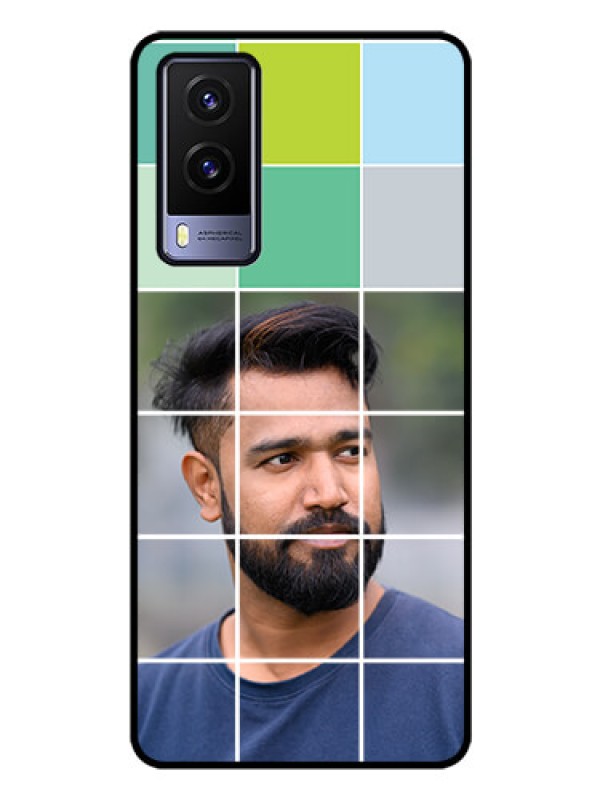 Custom Vivo V21E 5G Photo Printing on Glass Case - with white box pattern