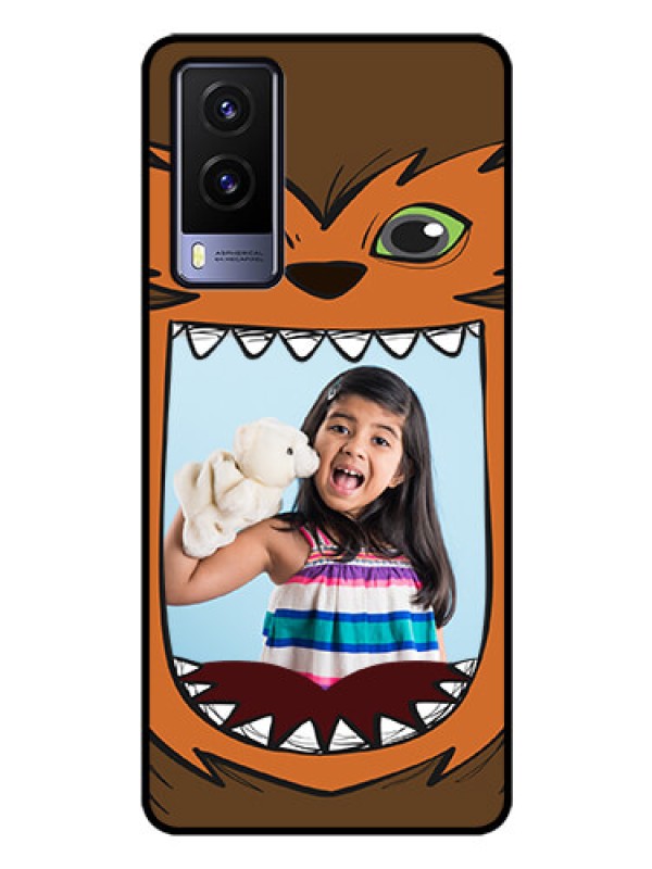 Custom Vivo V21E 5G Photo Printing on Glass Case - Owl Monster Back Case Design