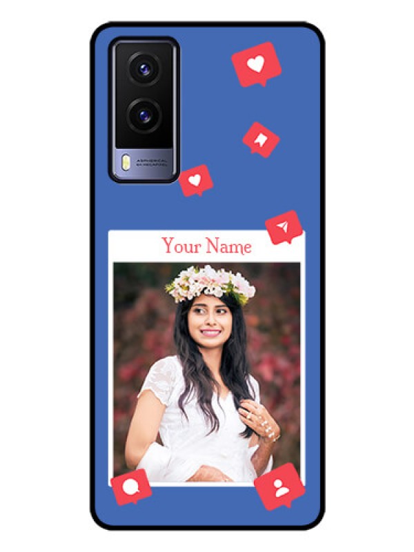Custom Vivo V21E 5G Custom Glass Phone Case - Like Share And Comment Design
