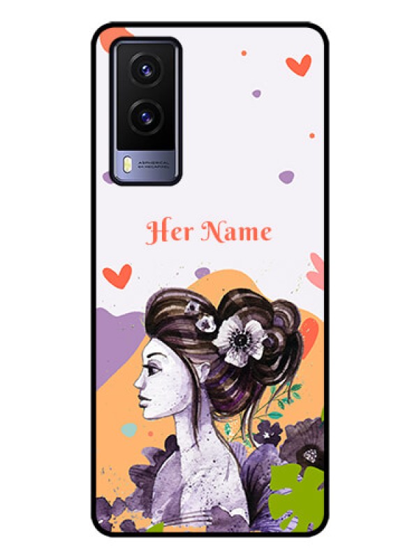 Custom Vivo V21E 5G Personalized Glass Phone Case - Woman And Nature Design