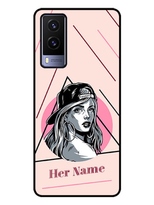 Custom Vivo V21E 5G Personalized Glass Phone Case - Rockstar Girl Design