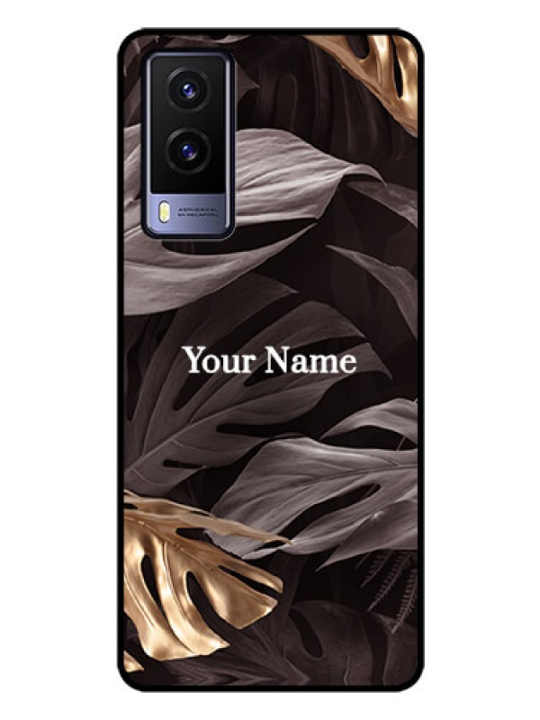 Custom Vivo V21E 5G Personalised Glass Phone Case - Wild Leaves digital paint Design