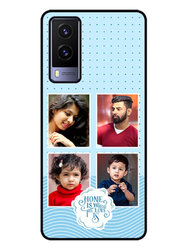 Custom Vivo V21E 5G Custom Glass Phone Case - Cute love quote with 4 pic upload Design