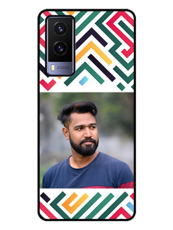 Custom Vivo V21E 5G Personalized Glass Phone Case - Colorful Maze Pattern Design