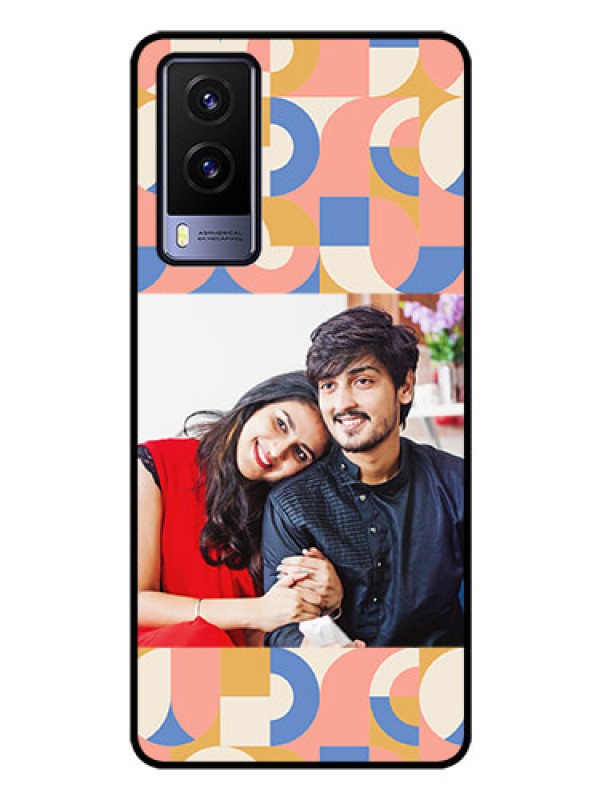 Custom Vivo V21E 5G Photo Printing on Glass Case - Semi-circle Maze Pattern Design