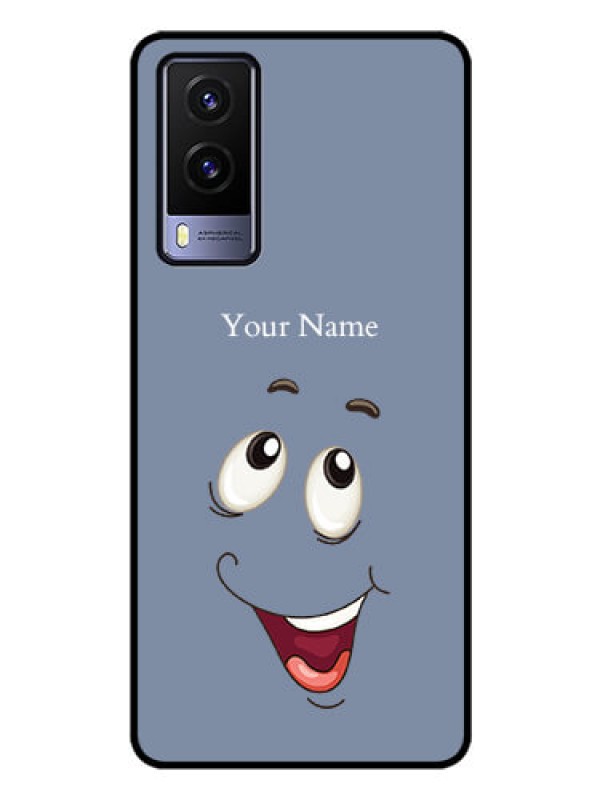 Custom Vivo V21E 5G Photo Printing on Glass Case - Laughing Cartoon Face Design