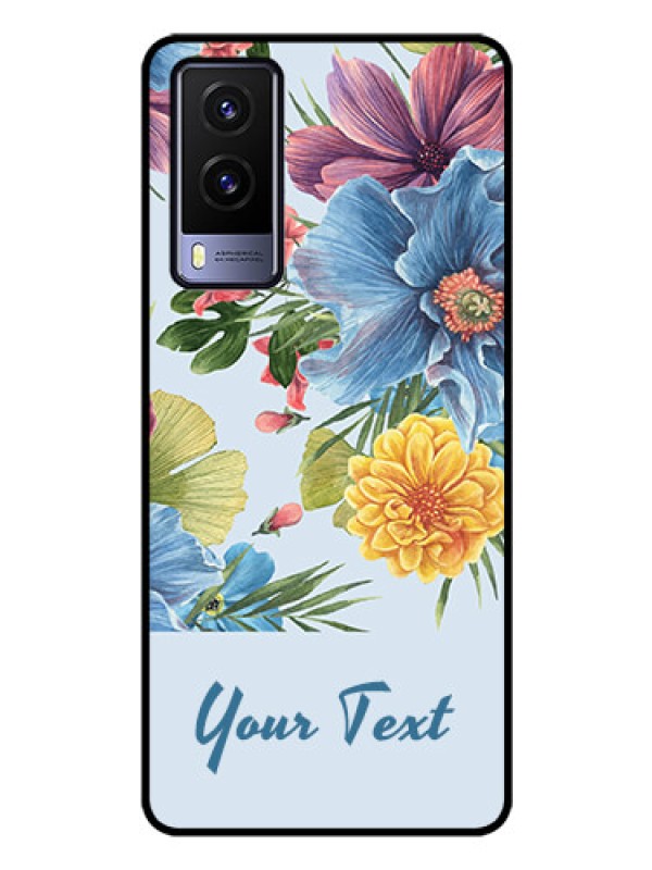 Custom Vivo V21E 5G Custom Glass Mobile Case - Stunning Watercolored Flowers Painting Design