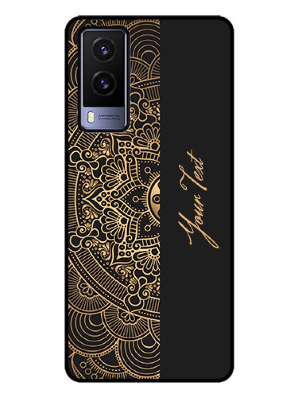 Custom Vivo V21E 5G Photo Printing on Glass Case - Mandala art with custom text Design