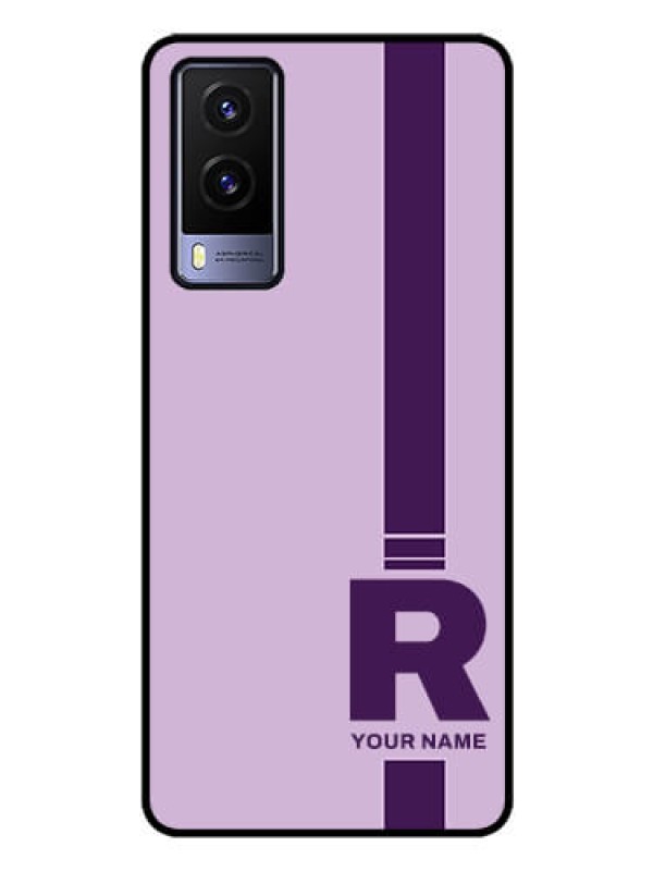 Custom Vivo V21E 5G Photo Printing on Glass Case - Simple dual tone stripe with name Design