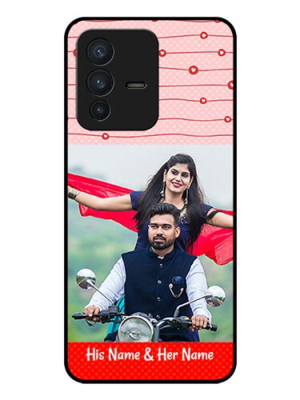 Custom Vivo V23 5G Personalized Glass Phone Case - Red Pattern Case Design