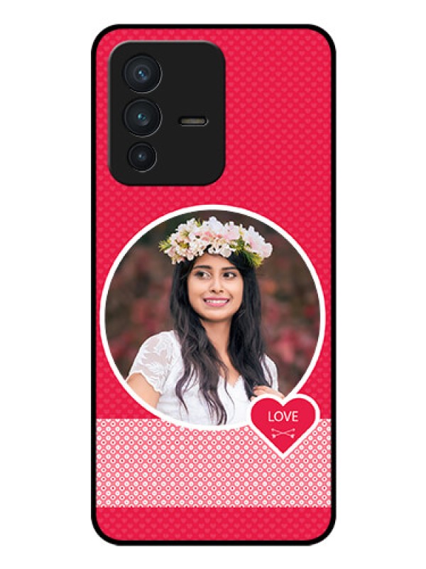 Custom Vivo V23 5G Personalised Glass Phone Case - Pink Pattern Design