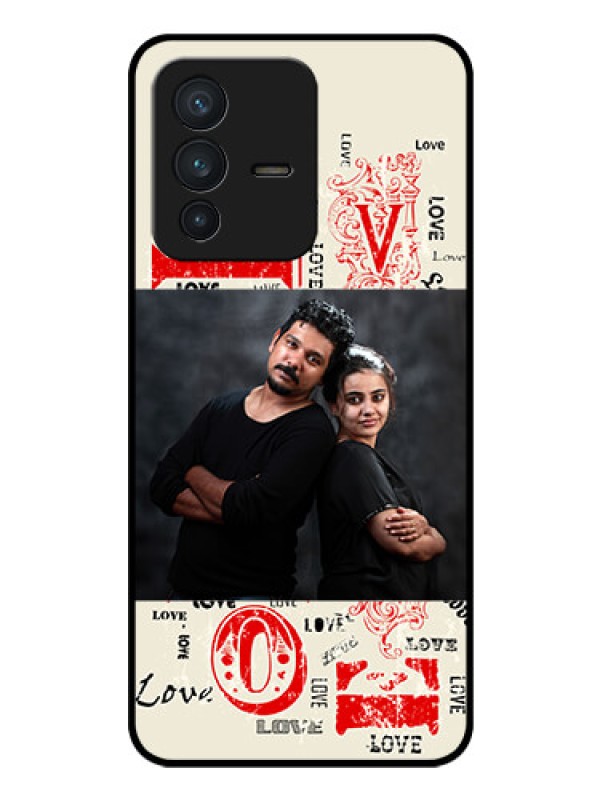 Custom Vivo V23 5G Photo Printing on Glass Case - Trendy Love Design Case