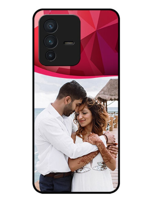 Custom Vivo V23 5G Custom Glass Mobile Case - Red Abstract Design