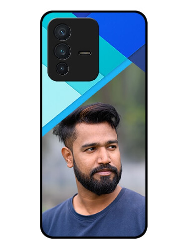 Custom Vivo V23 5G Custom Glass Phone Case - Blue Pattern Design