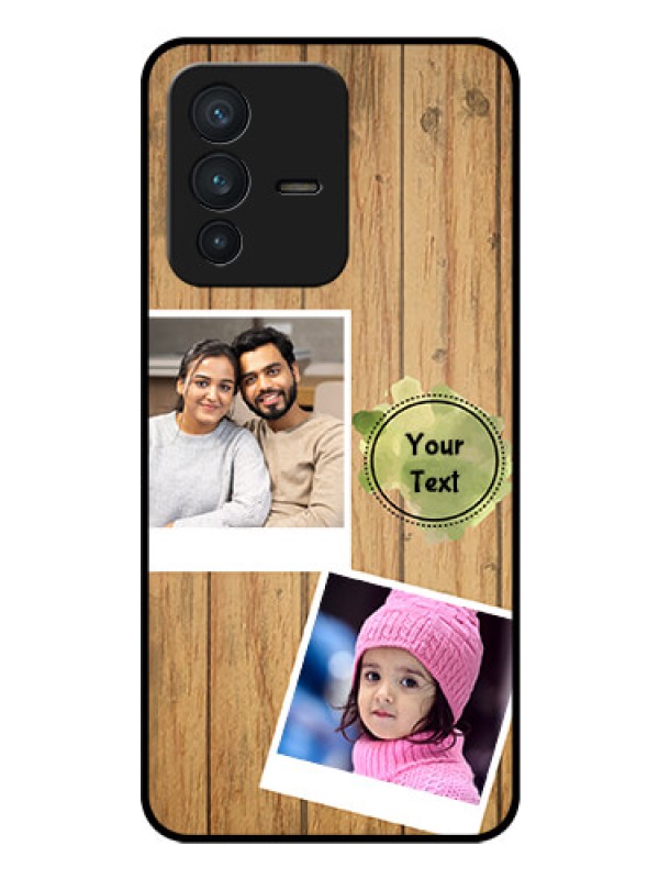 Custom Vivo V23 5G Custom Glass Phone Case - Wooden Texture Design