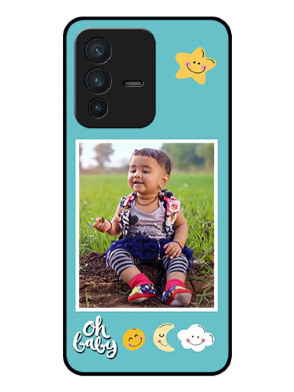 Custom Vivo V23 5G Personalized Glass Phone Case - Smiley Kids Stars Design