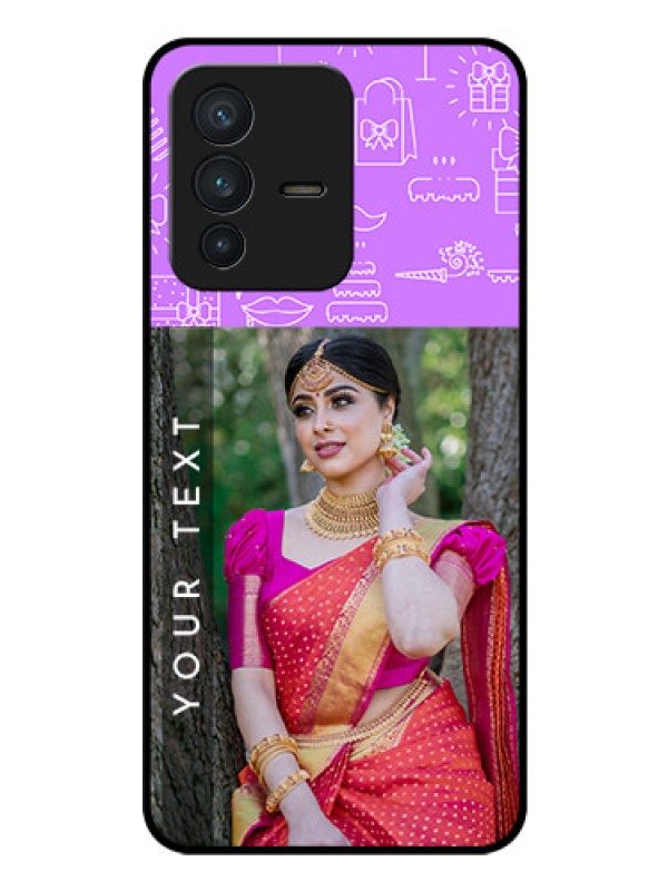 Custom Vivo V23 5G Custom Glass Mobile Case - Birthday Icons Design