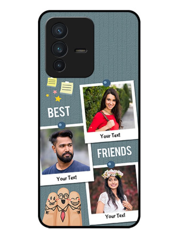Custom Vivo V23 5G Personalized Glass Phone Case - Sticky Frames and Friendship Design