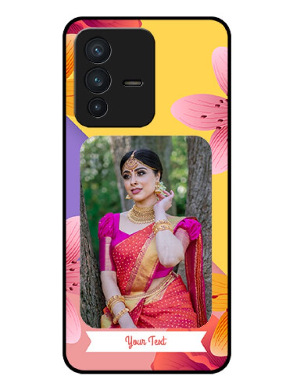 Custom Vivo V23 5G Custom Glass Mobile Case - 3 Image With Vintage Floral Design