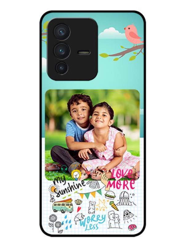 Custom Vivo V23 5G Photo Printing on Glass Case - Doodle love Design