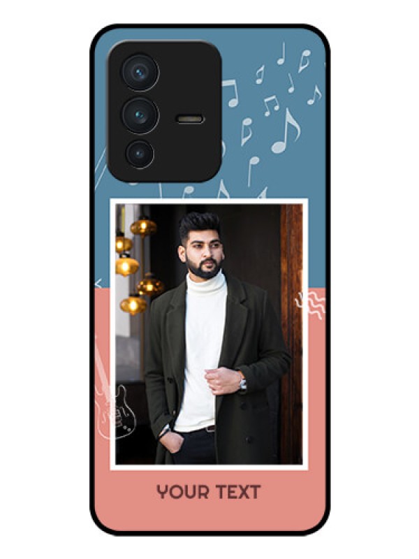 Custom Vivo V23 5G Photo Printing on Glass Case - with Color Musical Note Design