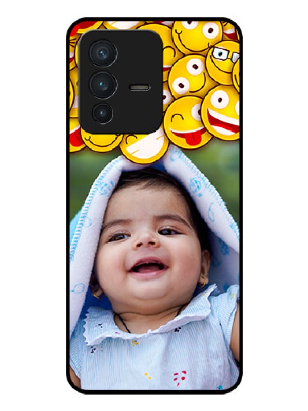 Custom Vivo V23 5G Custom Glass Mobile Case - with Smiley Emoji Design