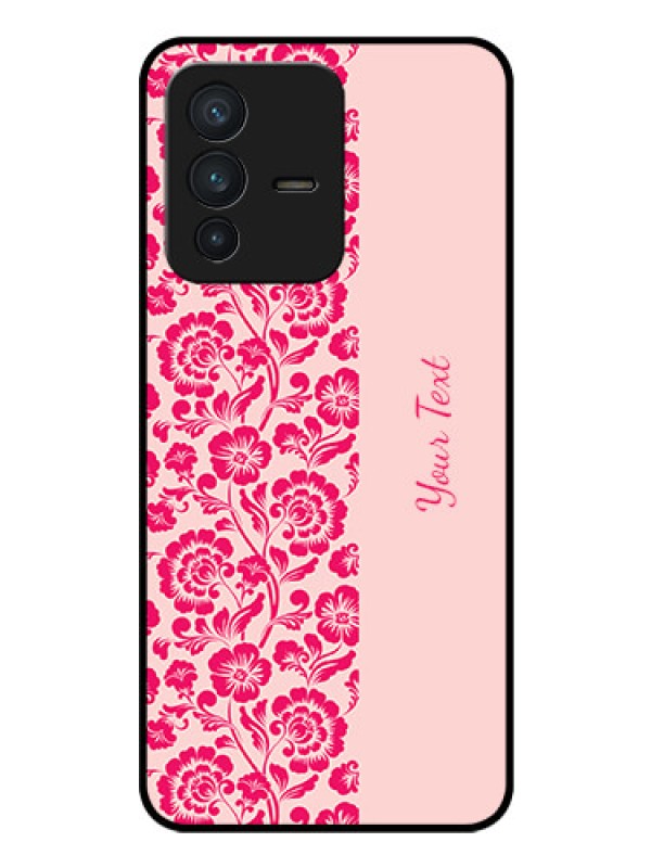 Custom Vivo V23 5G Custom Glass Phone Case - Attractive Floral Pattern Design
