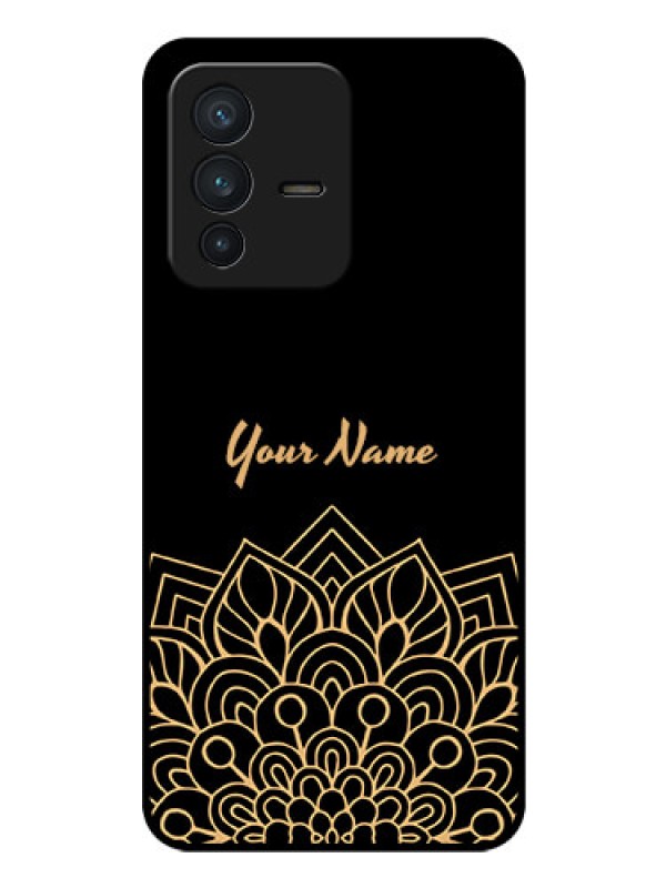 Custom Vivo V23 5G Custom Glass Phone Case - Golden mandala Design