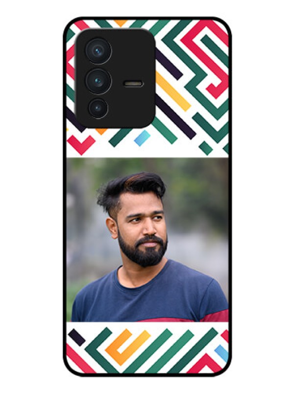 Custom Vivo V23 5G Personalized Glass Phone Case - Colorful Maze Pattern Design