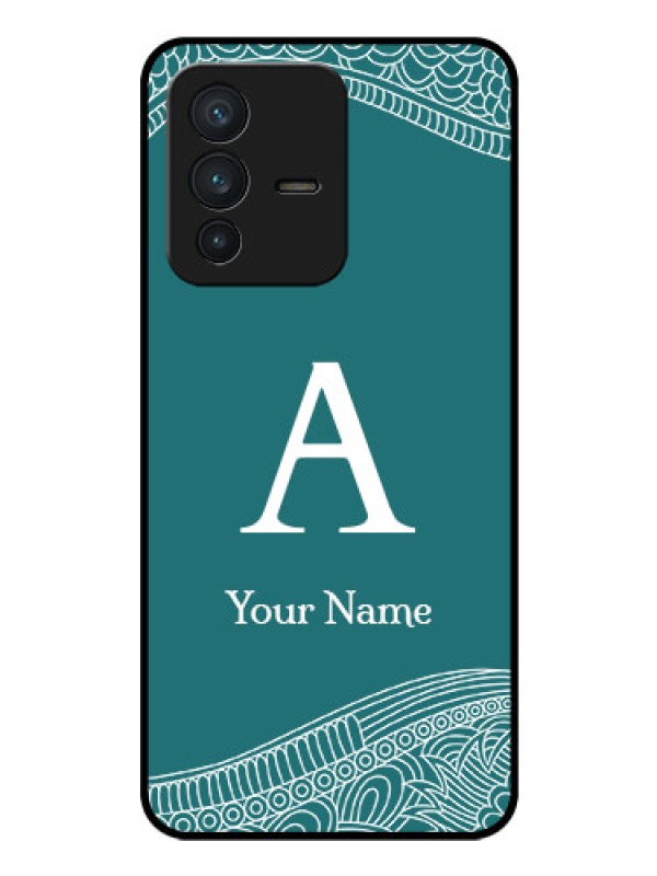 Custom Vivo V23 5G Personalized Glass Phone Case - line art pattern with custom name Design