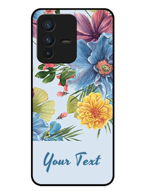 Custom Vivo V23 5G Custom Glass Mobile Case - Stunning Watercolored Flowers Painting Design
