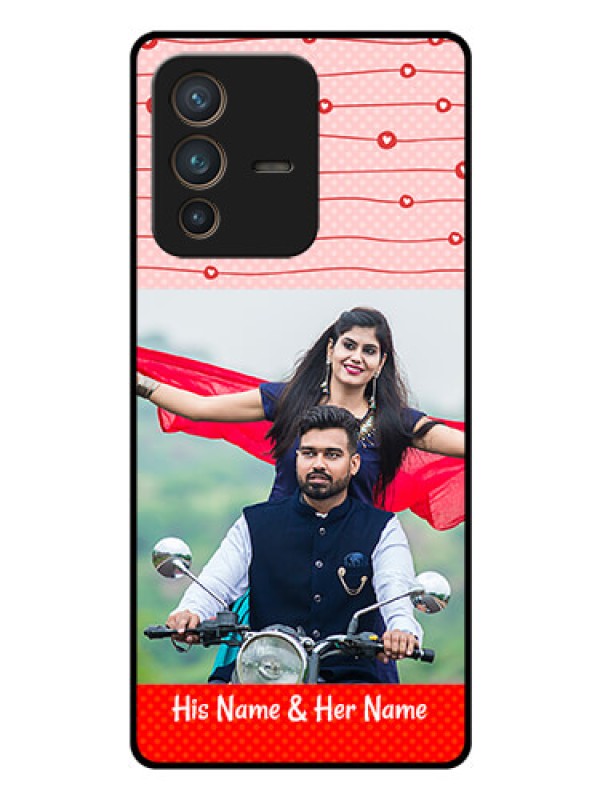 Custom Vivo V23 Pro 5G Personalized Glass Phone Case - Red Pattern Case Design